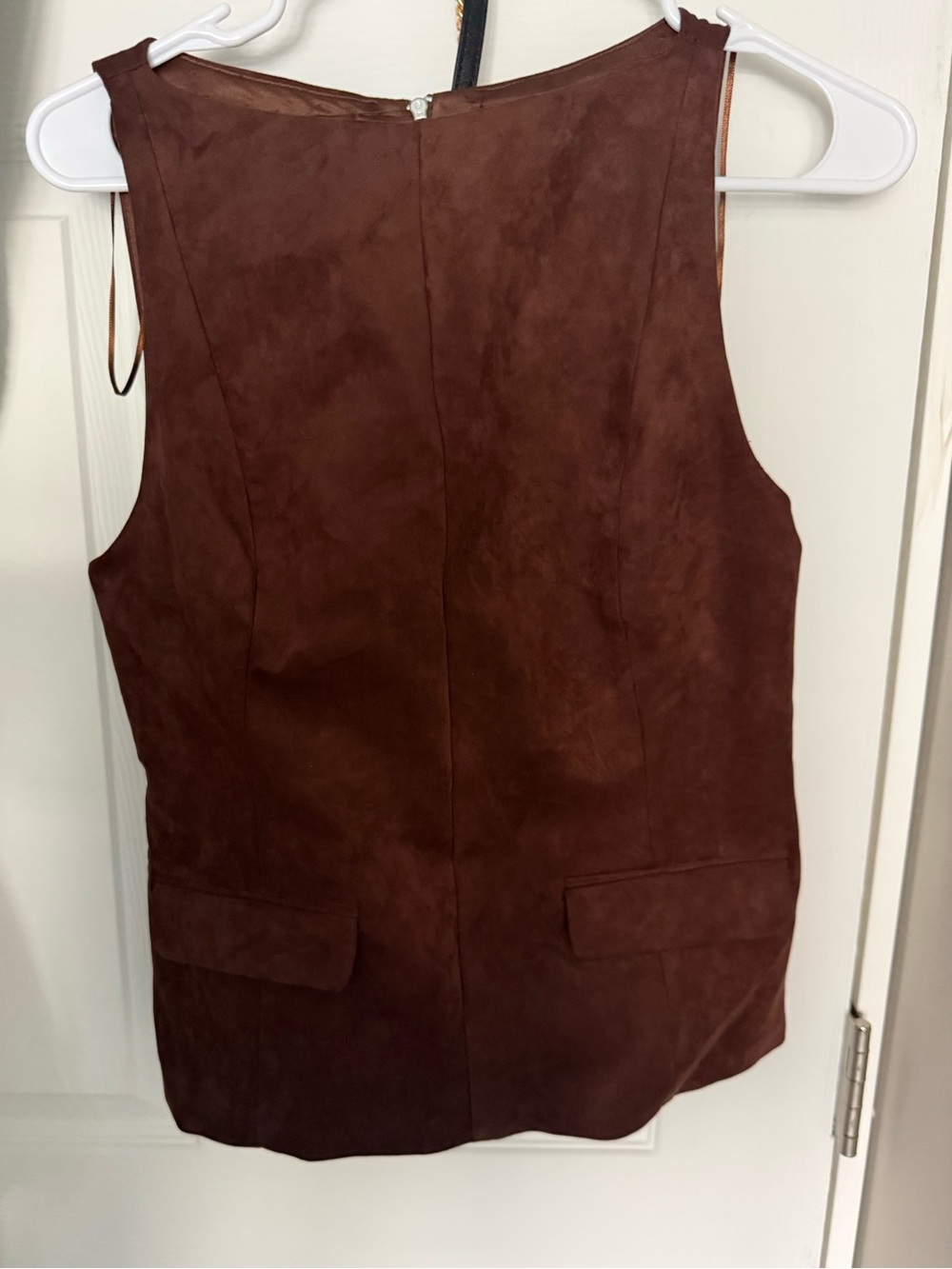 Zara Suede Brown High Neck Top